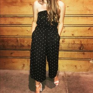 Polka Dotted Strapless Jumpsuit